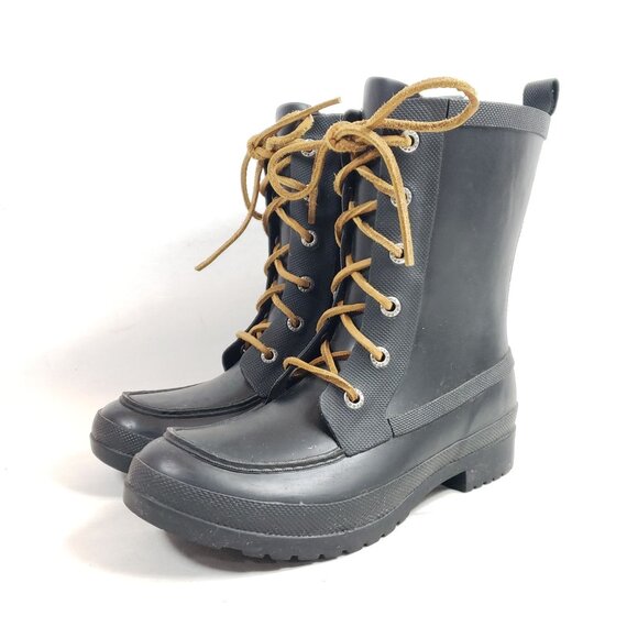 Sperry Womens Size 6 Waterproof Rubber Lace-Up Boots Black - Picture 1 of 9